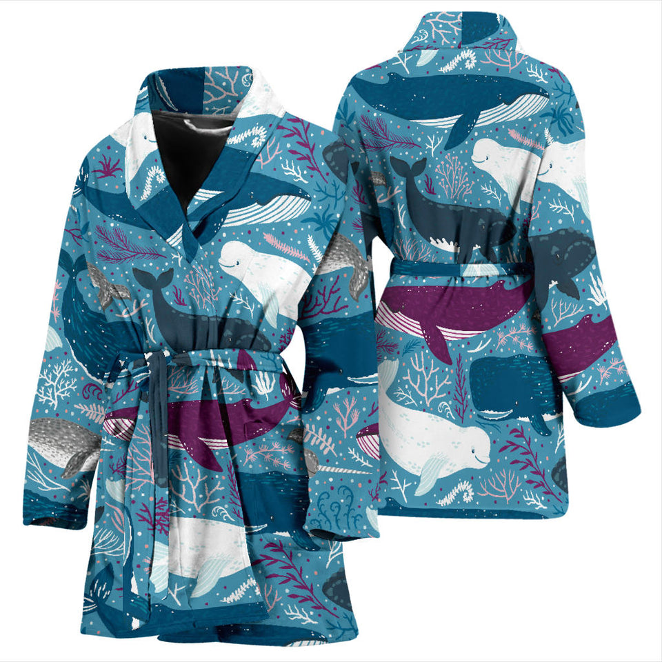 Whale Design Pattern Women'S Bathrobe