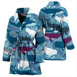Whale Design Pattern Women'S Bathrobe