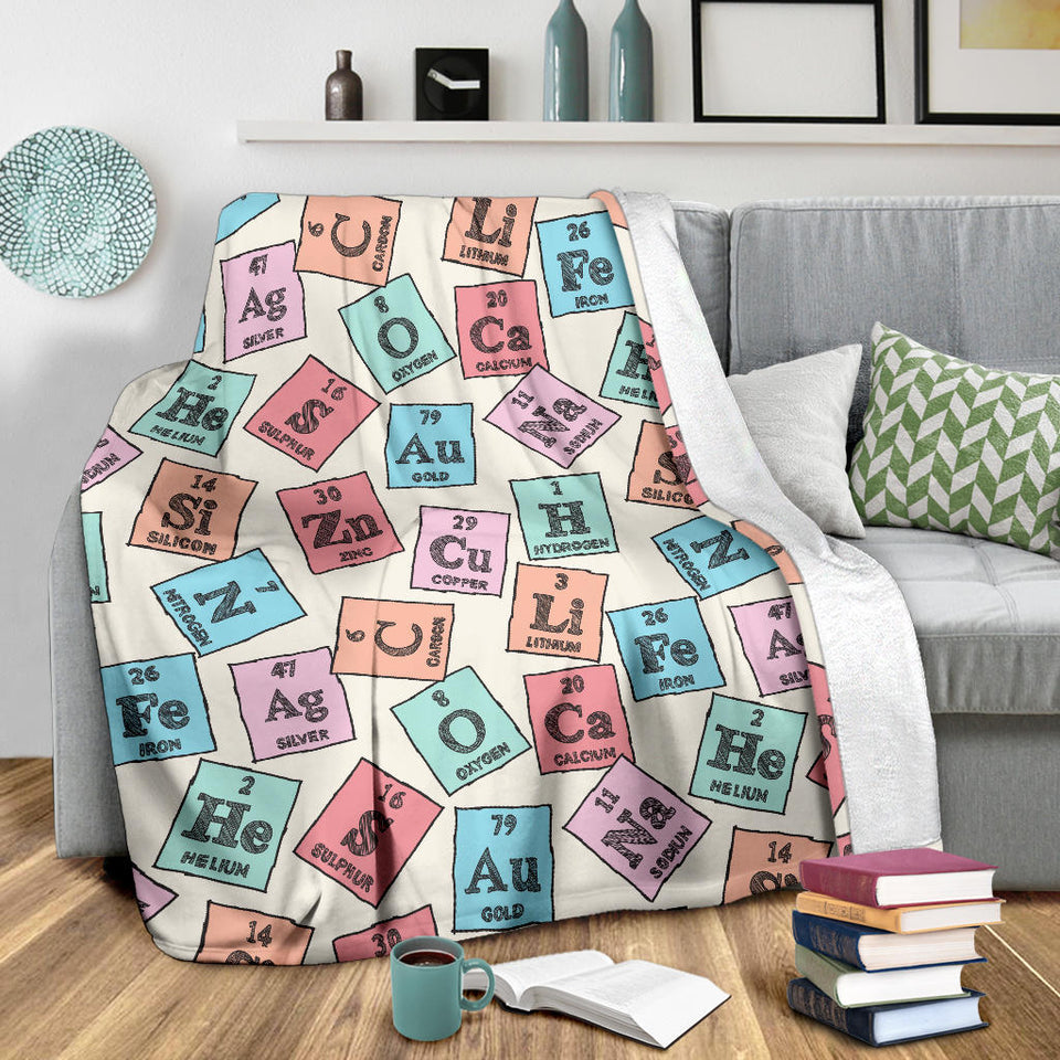 Chemistry Periodic Table Pattern Print Design 02 Premium Blanket