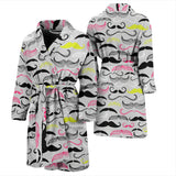 Mustache Beard Pattern Print Design 02 Men's Bathrobe