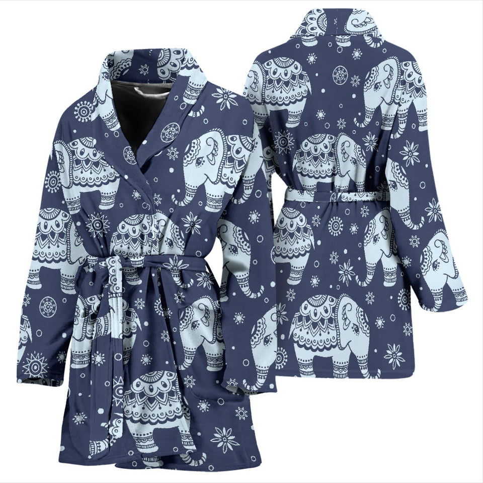 Elephant Tribal Design Pattern Women'S Bathrobe