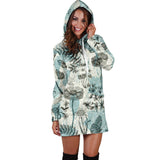 Dragonfly Butterfly Plants Insect Flower Vintage Style Pattern Women'S Hoodie Dress
