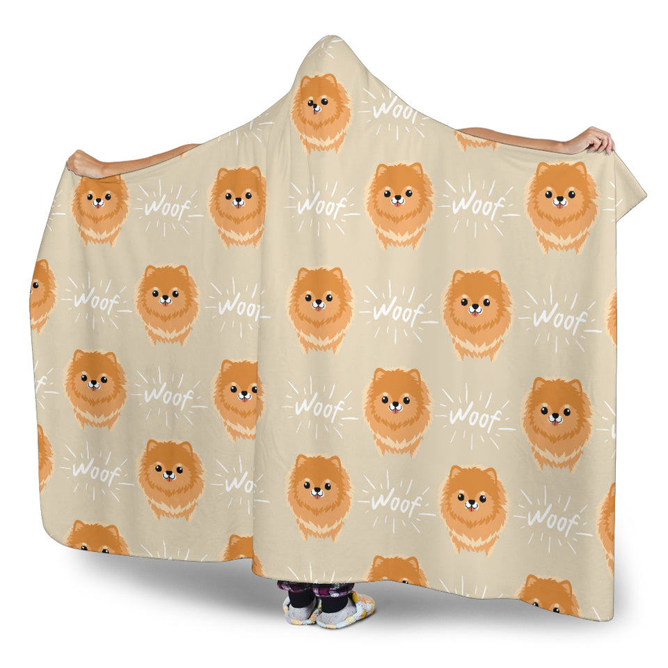 Cute Brown Pomeranian Puppy Hooded Blanket