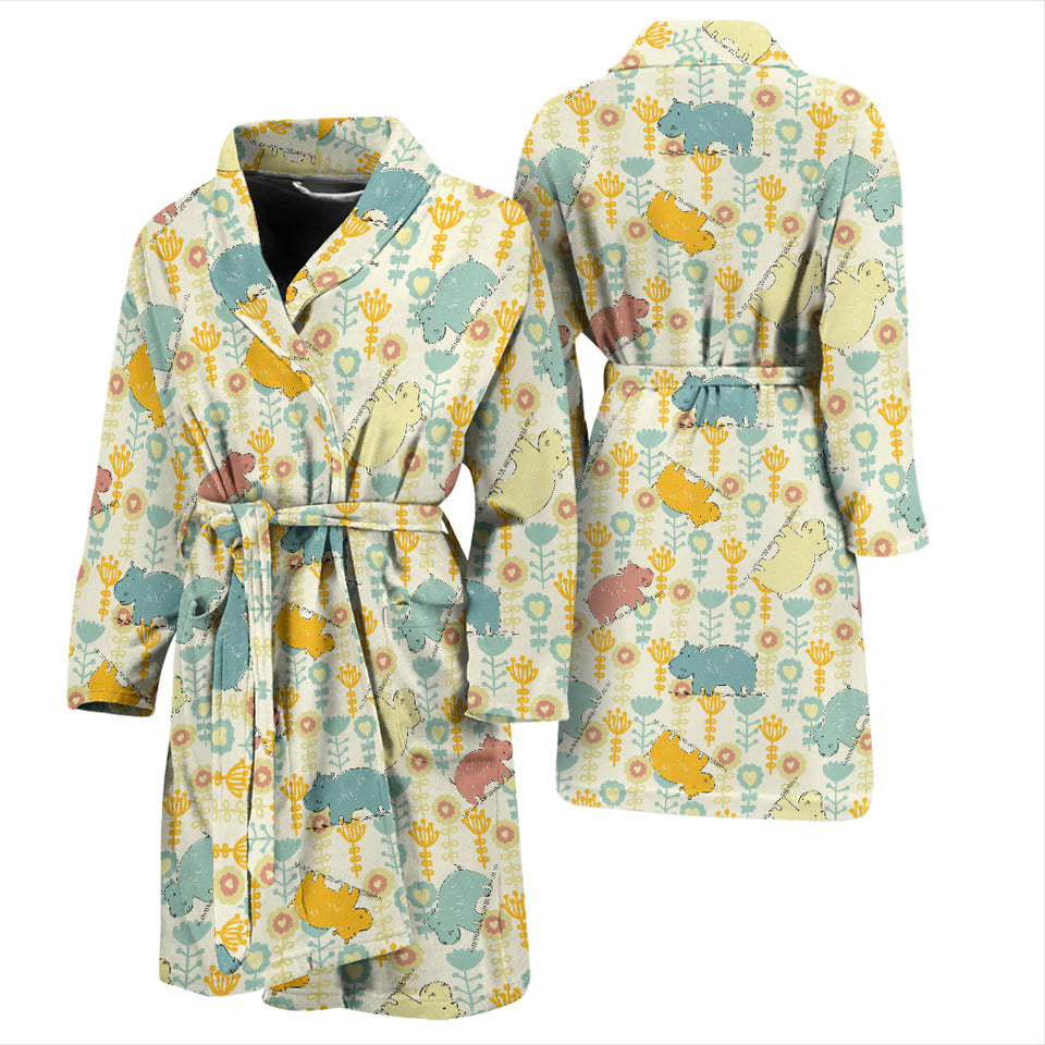 Hippopotamus Pattern Print Design 04 Men's Bathrobe