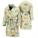Hippopotamus Pattern Print Design 04 Men's Bathrobe