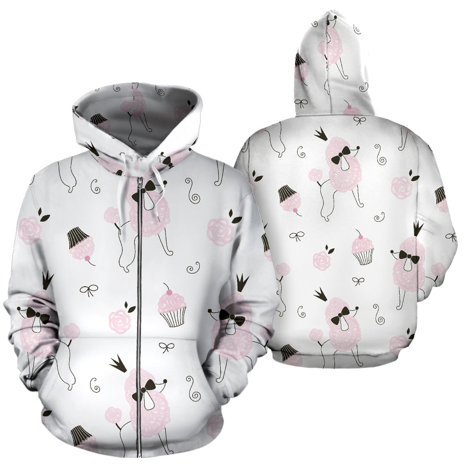 Poodle Dog Rose Cake Pattern Zip Up Hoodie