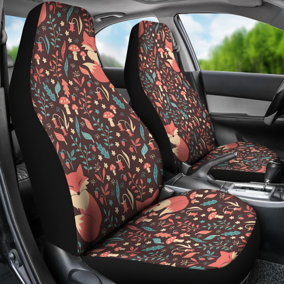 Fox Leaves Mushroom Pattern Universal Fit Car Seat Covers
