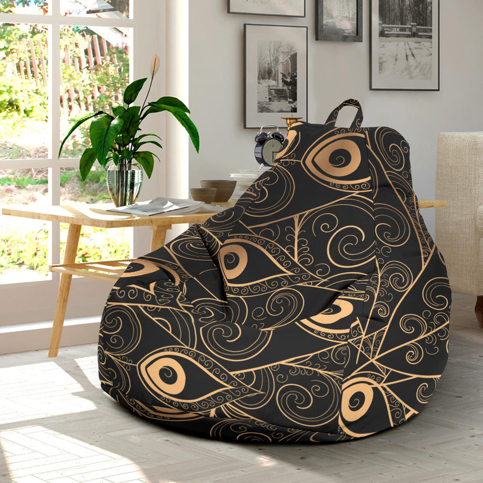 Gold Peacock Feather Pattern Bean Bag Cover