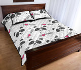 Hand Drawn faces of pandas pattern Quilt Bed Set