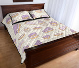 Cakes pies tarts muffins and eclairs purple blueberry topping pattern Quilt Bed Set
