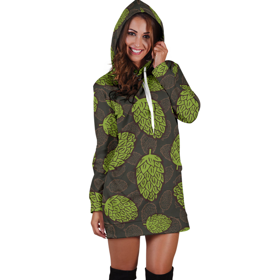 Hop Pattern Black Background Women'S Hoodie Dress