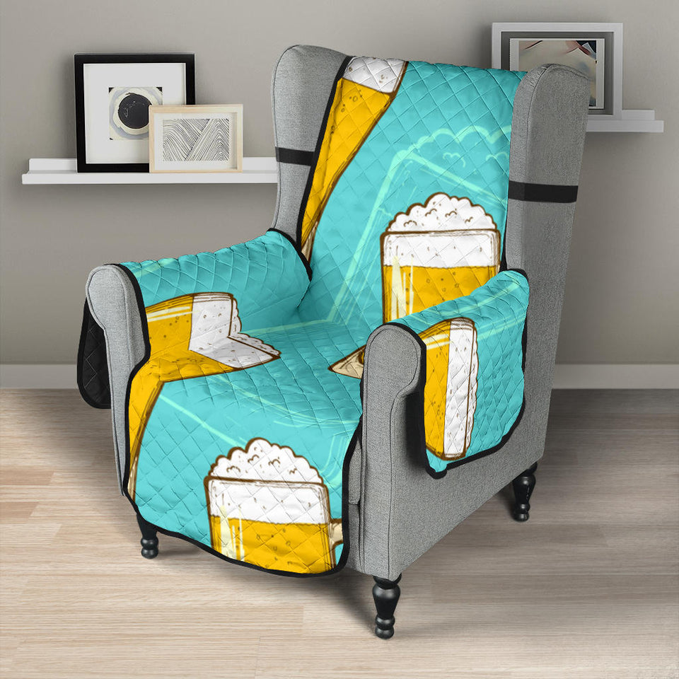 Beer pattern green background Chair Cover Protector