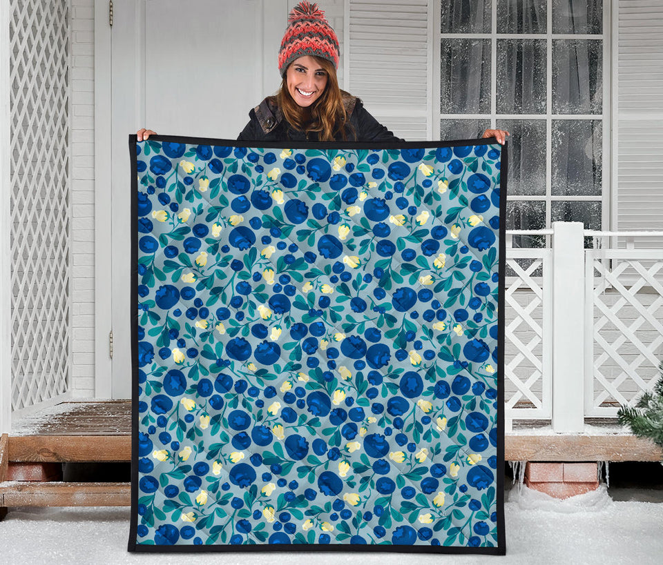Blueberry Design Pattern Premium Quilt