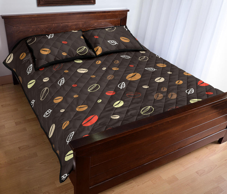 Coffee bean leave pattern Quilt Bed Set