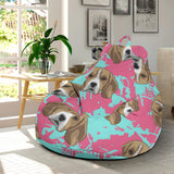 Beagle Muzzles Turquoise Paint Splashes Pink Pattern Bean Bag Cover