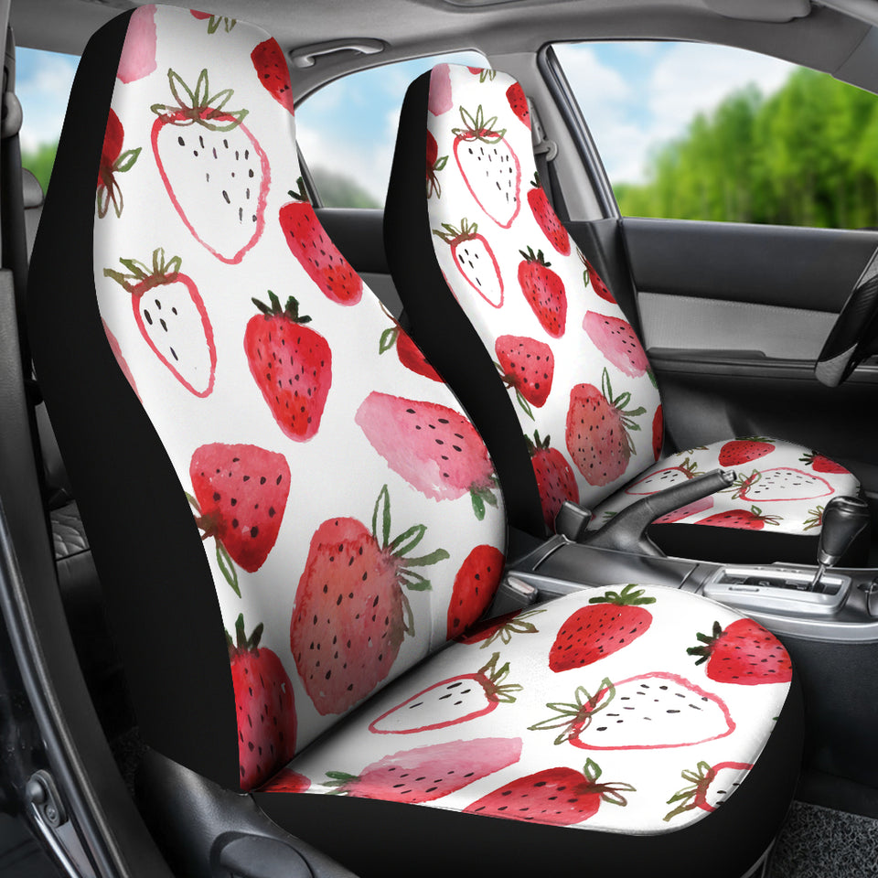 Watercolor Hand Drawn Beautiful Strawberry Pattern  Universal Fit Car Seat Covers