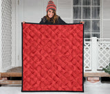 Strawberry Pattern Red Background Premium Quilt