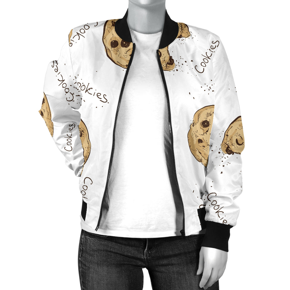 Sketch Style Cookie Pattern Women'S Bomber Jacket