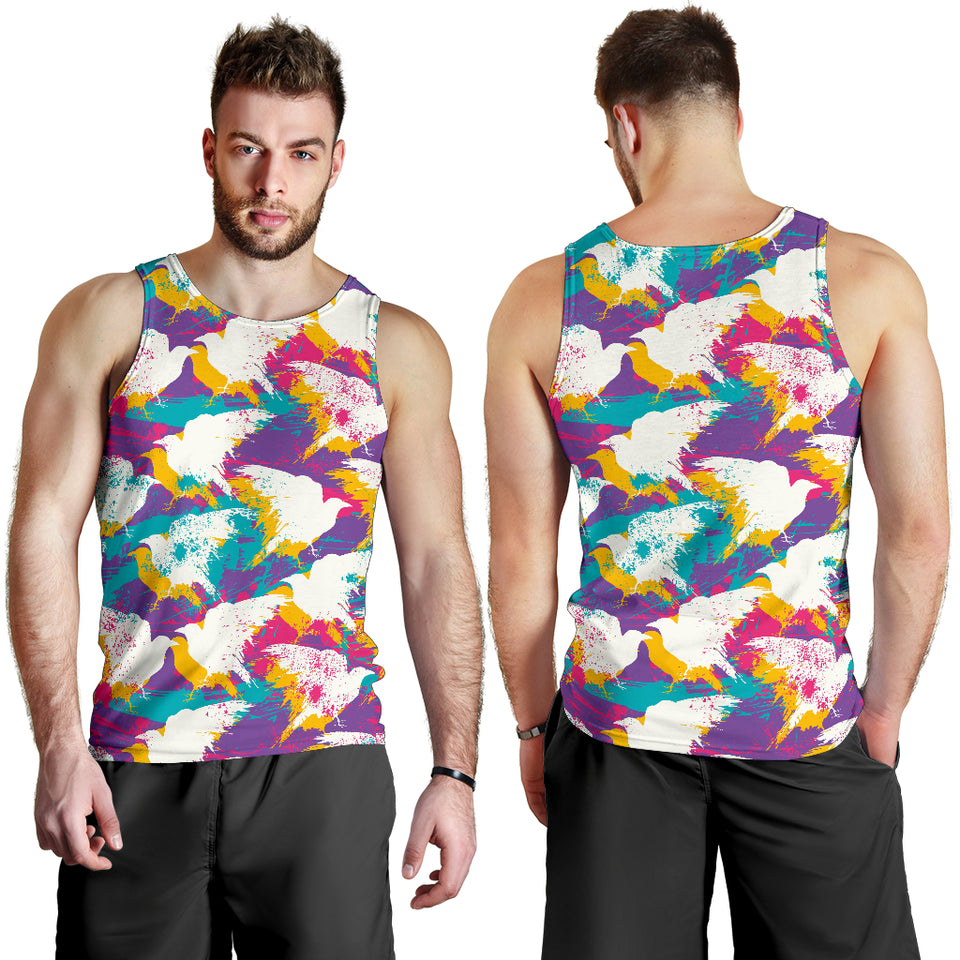 Colorful crow illustration pattern Men Tank Top