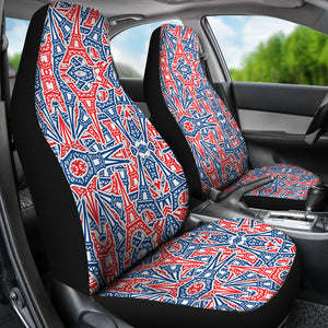 Eiffel Tower Pattern Print Design 02 Universal Fit Car Seat Covers