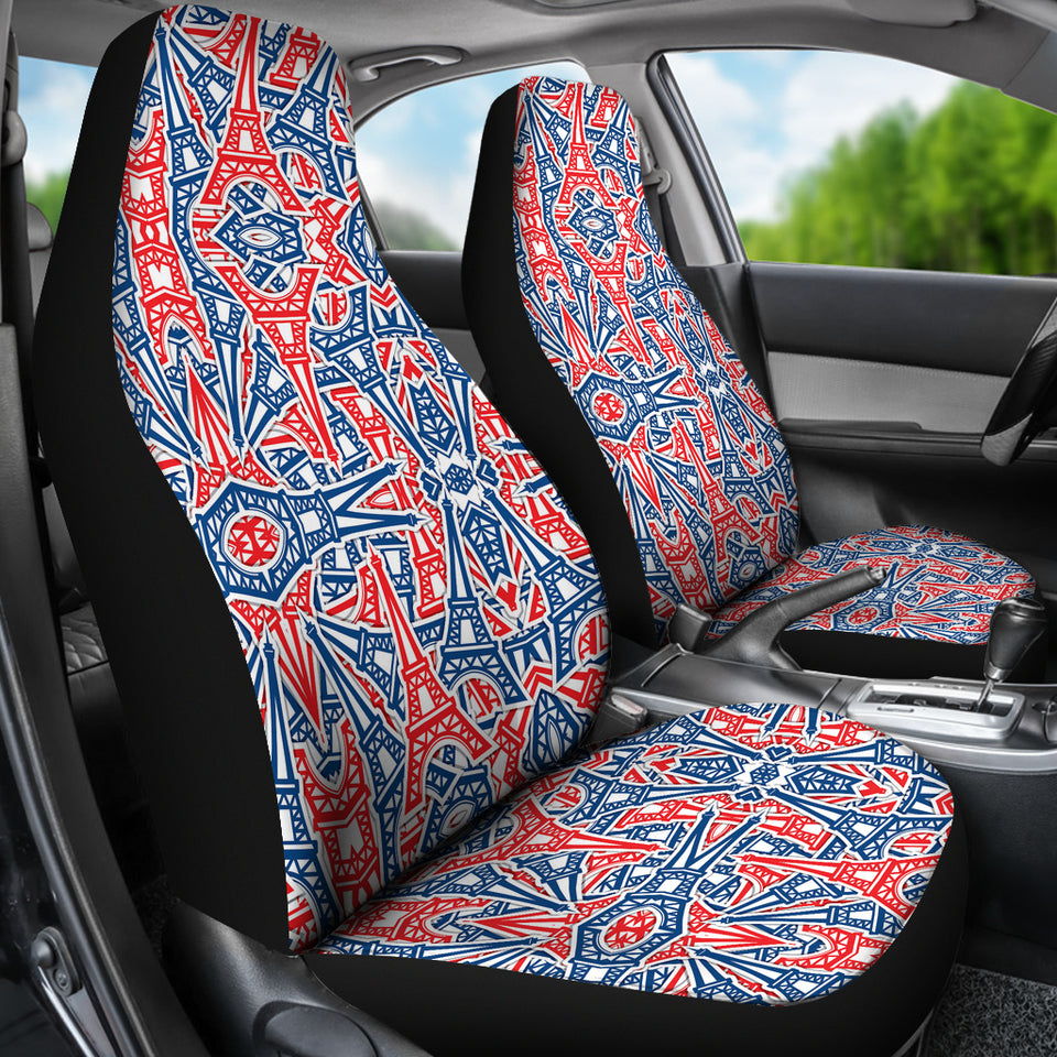 Eiffel Tower Pattern Print Design 02 Universal Fit Car Seat Covers