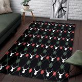 Deer Christmas New Year Pattern Argyle Area Rug