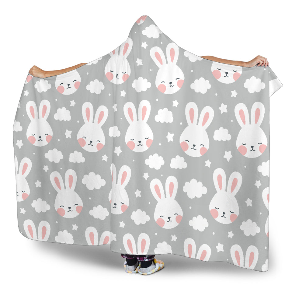 Rabbit Cloud Pattern Hooded Blanket