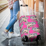 Chameleon Lizard Pattern Pink Background Luggage Covers