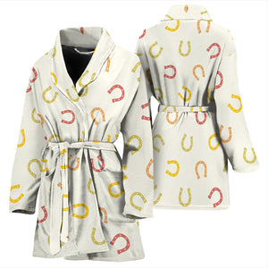 Horseshoes Pattern Print Design 02 Women's Bathrobe