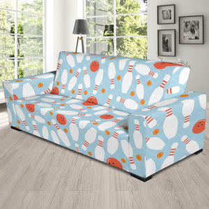 Bowling Ball Bowling Pins Blue Blackground Sofa Slipcover