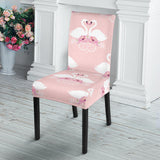 White Swan And Flower Love Pattern Dining Chair Slipcover