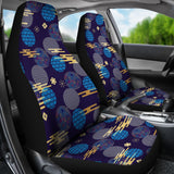 Blue Japanese Pattern Cloud Wave Flower Universal Fit Car Seat Covers