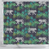 White Bengal Tigers Tropical Plant Shower Curtain Fulfilled In US
