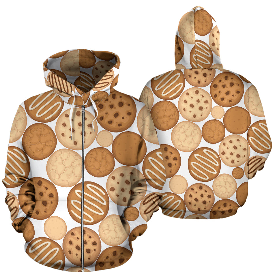 Various Cookie Pattern Zip Up Hoodie