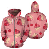 Cake Cherry Pattern Zip Up Hoodie
