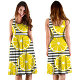 Slice Of Lemon Design Pattern Sleeveless Midi Dress