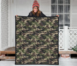 Dark Green Camo Camouflage Pattern Premium Quilt