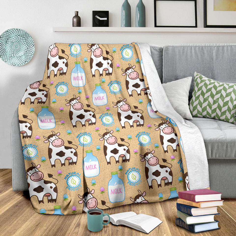 Cow Bottle Of Milk Pattern Premium Blanket
