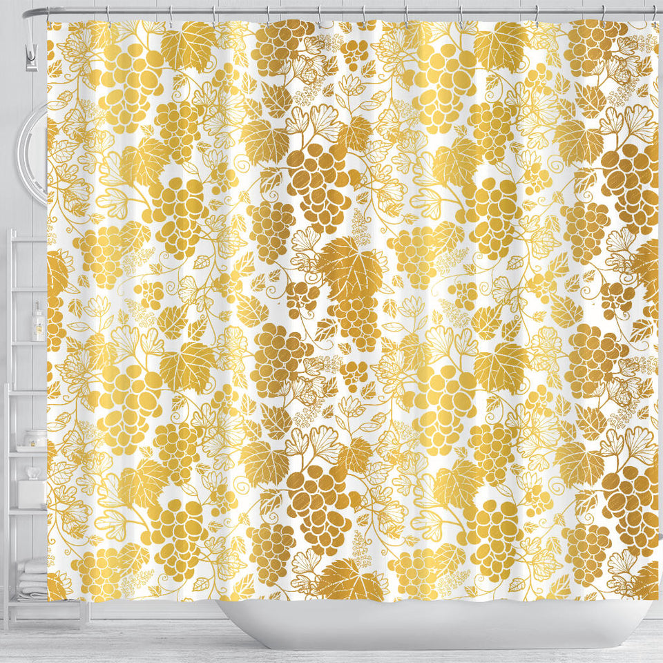 Gold Grape Pattern Shower Curtain Fulfilled In US