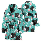 Hedgehog Pattern Print Design 03 Women's Bathrobe