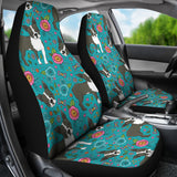 Boston Terrier Beautiful Flower Pattern Universal Fit Car Seat Covers