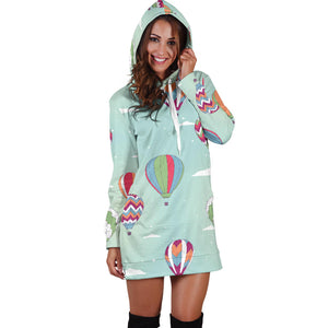 Hot Air Balloon Design Pattern Women'S Hoodie Dress