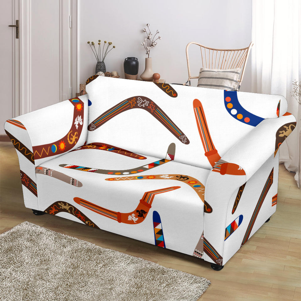 Boomerang Australian Aboriginal Ornament Pattern Loveseat Couch Slipcover