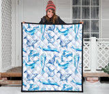 Watercolor Dolphin Pattern Premium Quilt