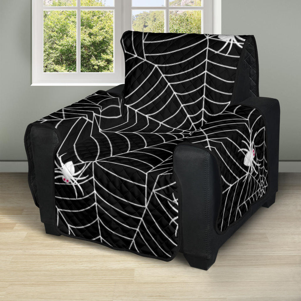 Spider web design pattern Black background white cobweb Recliner Cover Protectorer