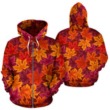 Autumn Maple Leaf Pattern Zip Up Hoodie