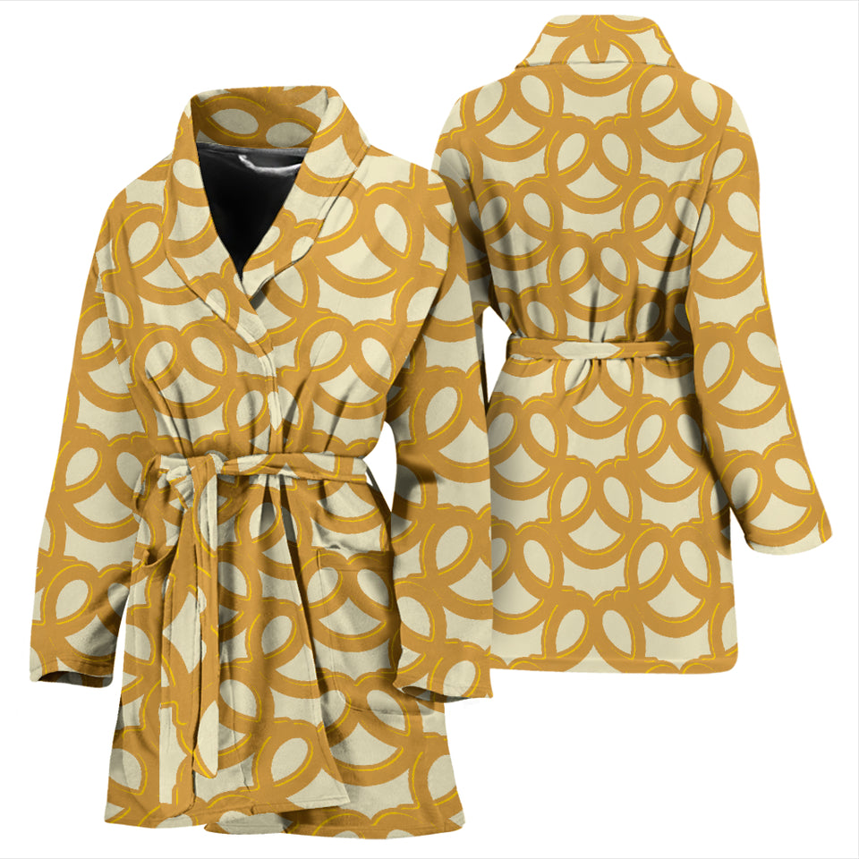 Pretzels Pattern Print Design 01 Women's Bathrobe