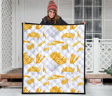 French Fries White Paper Box Pattern Premium Quilt