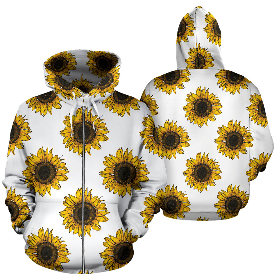 Sunflowers Design Pattern Zip Up Hoodie