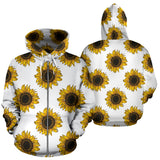 Sunflowers Design Pattern Zip Up Hoodie